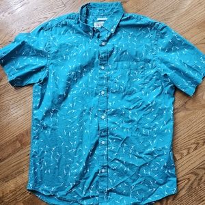 Men's Old Navy Aqua Bird Short Sleeve Button Shirt